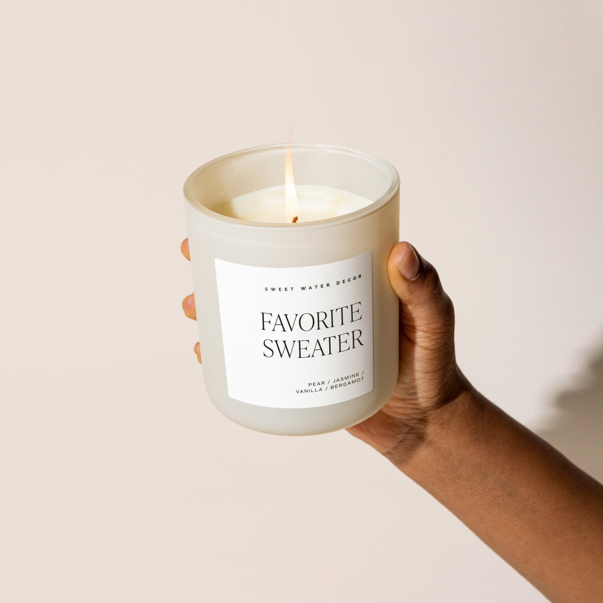 Sweet Water Decor Favorite Sweater Soy Candle - Tan Matte Jar - 15 oz
