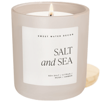 Sweet Water Decor Salt and Sea Soy Candle - Tan Matte Jar - 15 oz