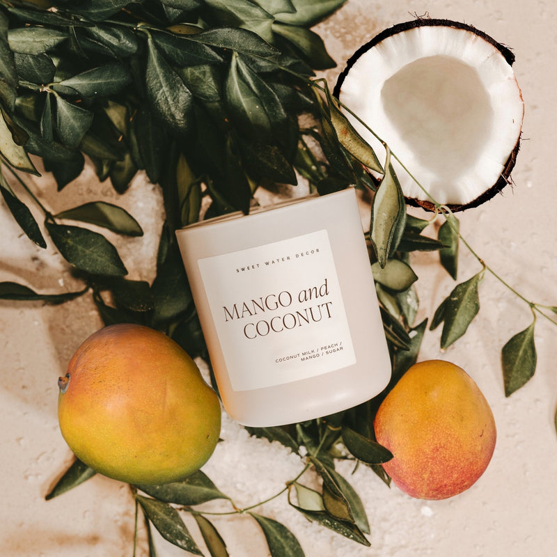Sweet Water Decor Mango and Coconut Soy Candle - Tan Matte Jar - 15 oz
