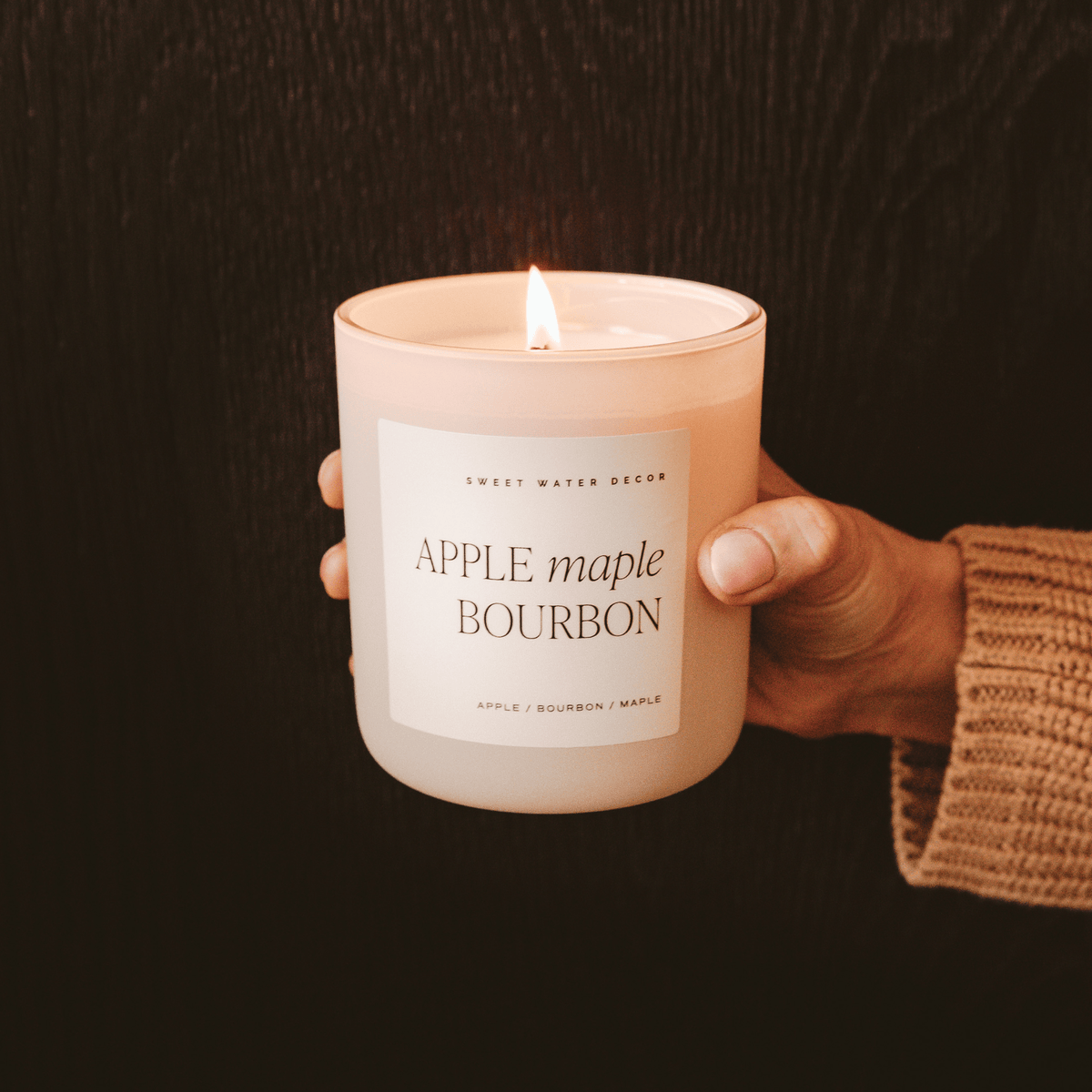 Sweet Water Decor Apple Maple Bourbon Soy Candle - Tan Matte Jar - 15 oz