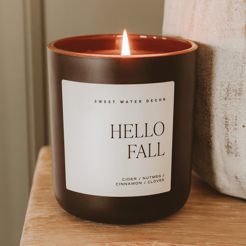 Sweet Water Decor Hello Fall Soy Candle - Brown Matte Jar - 15 oz