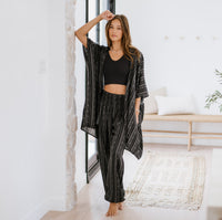 Lotus and Luna Akha Print Harem Pants & Kimono Lounge Set