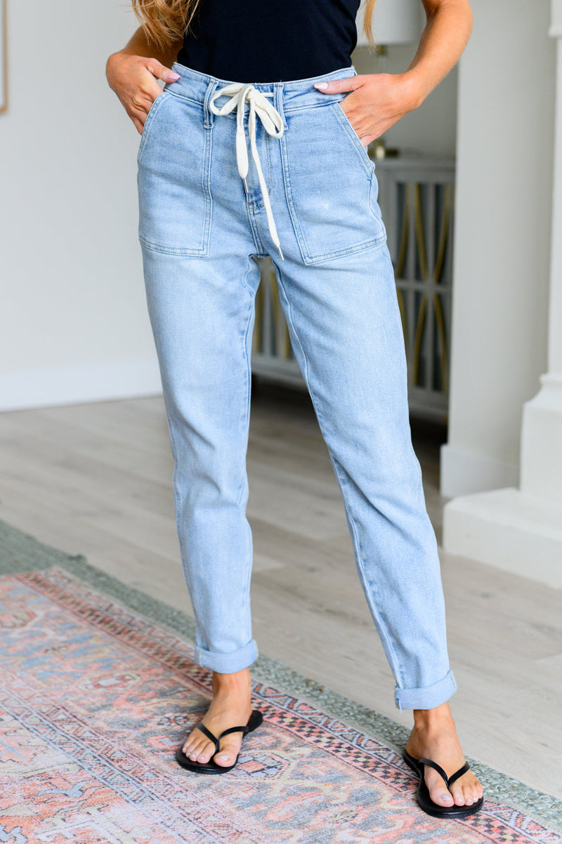 Judy Blue High Rise Vintage Wash Double Cuff Denim Jogger