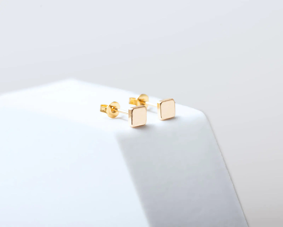 Simple Gold Square Stud Earrings