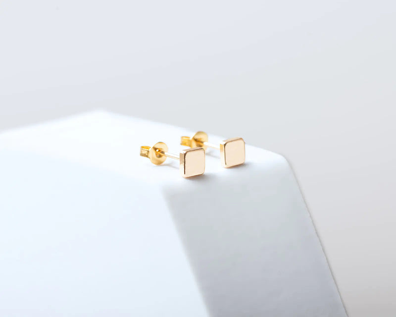 Simple Gold Square Stud Earrings