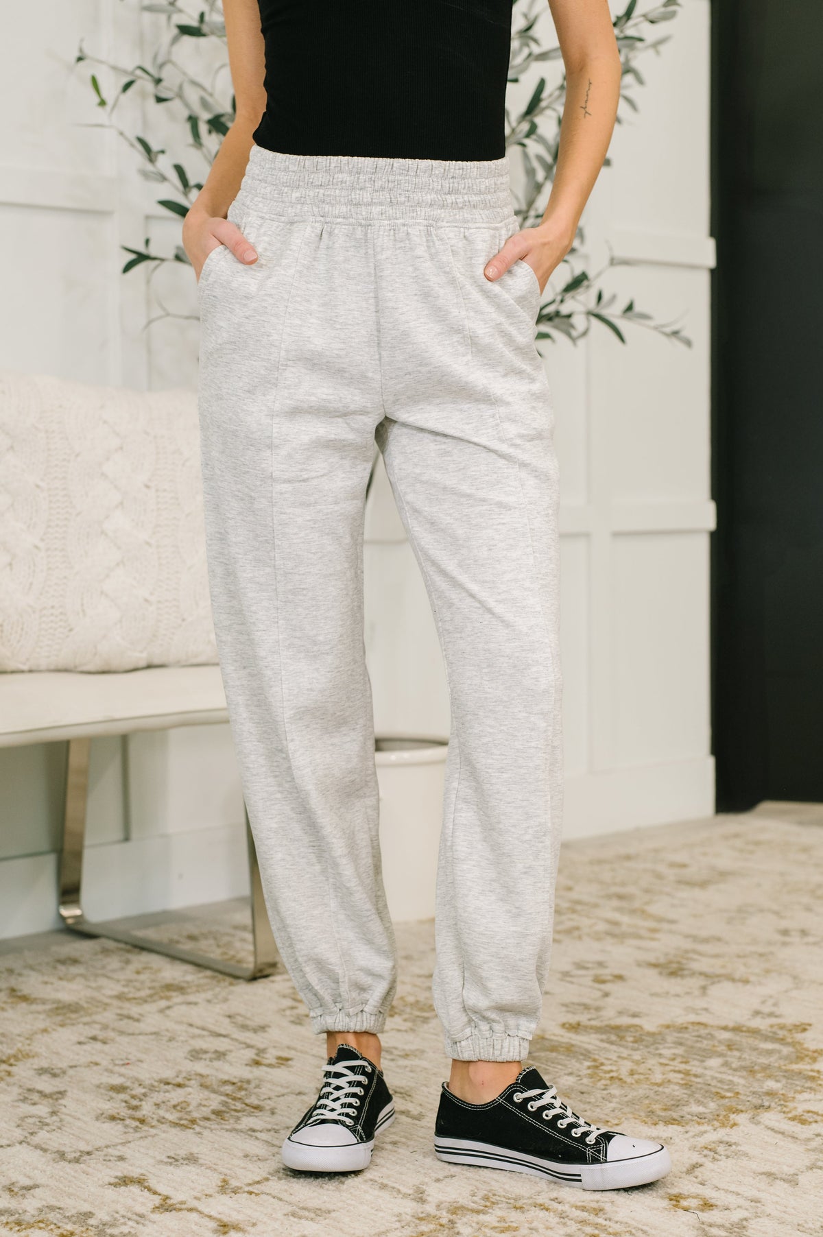 Zenana Scuba Joggers in Heather Grey