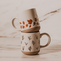 Sweet Water Decor Brown Leaves 14 oz Stoneware Coffee Mug