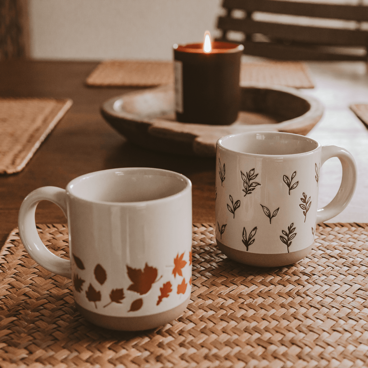 Sweet Water Decor Brown Leaves 14 oz Stoneware Coffee Mug