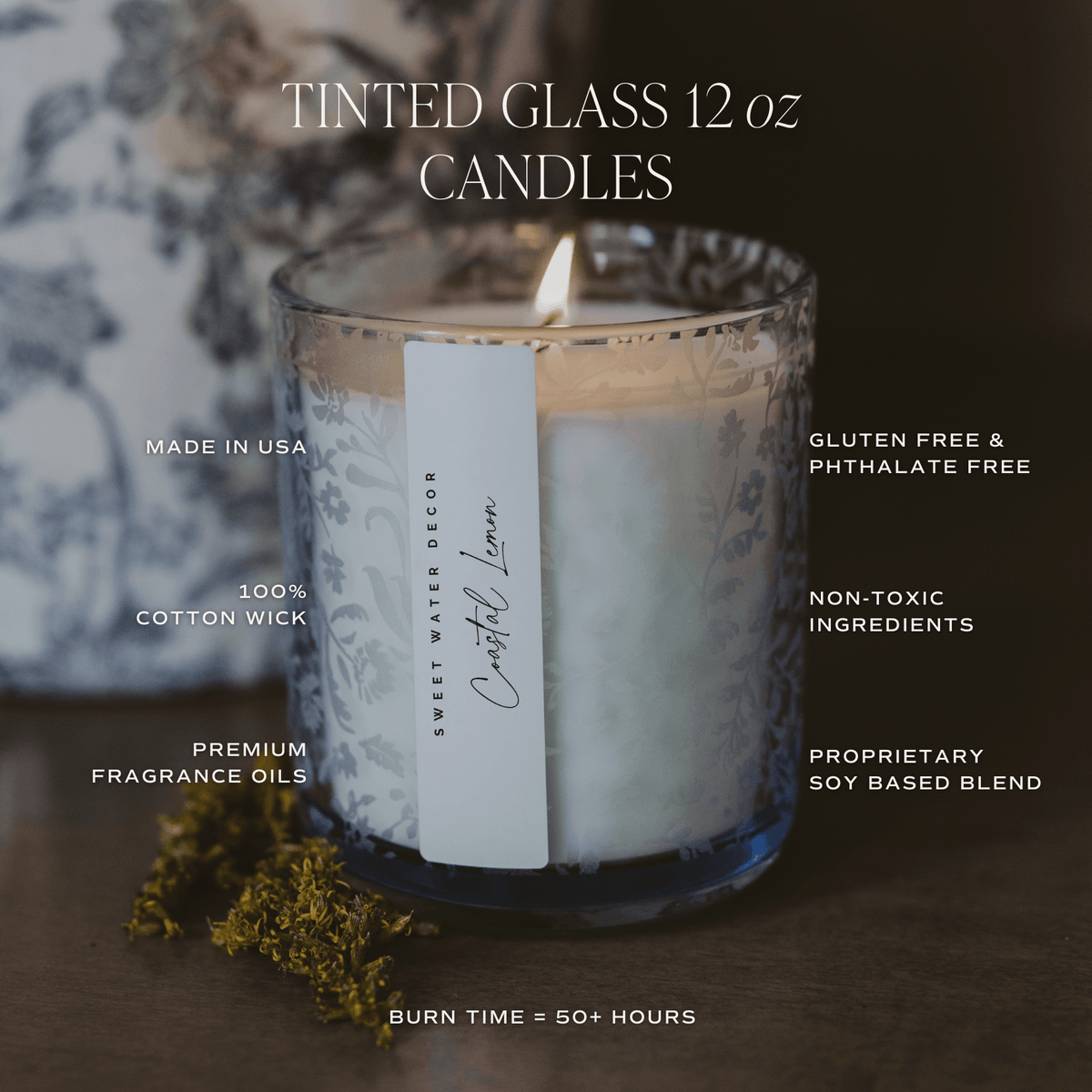 Sweet Water Decor Spa Day Soy Candle - Blue Tinted Glass Jar - 12 oz