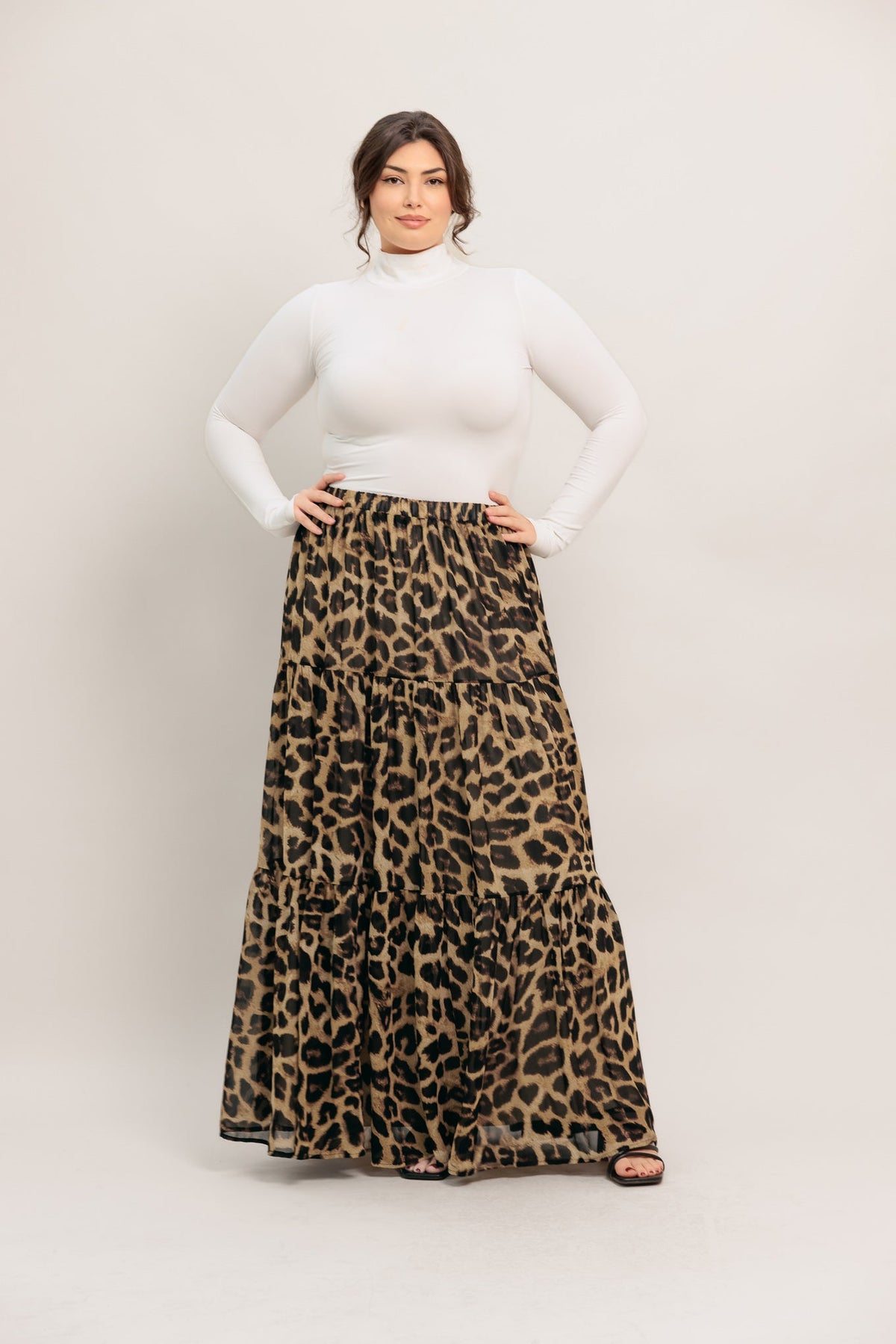 Flying Tomato Seasonless Styling Animal Print Woven Maxi Skirt