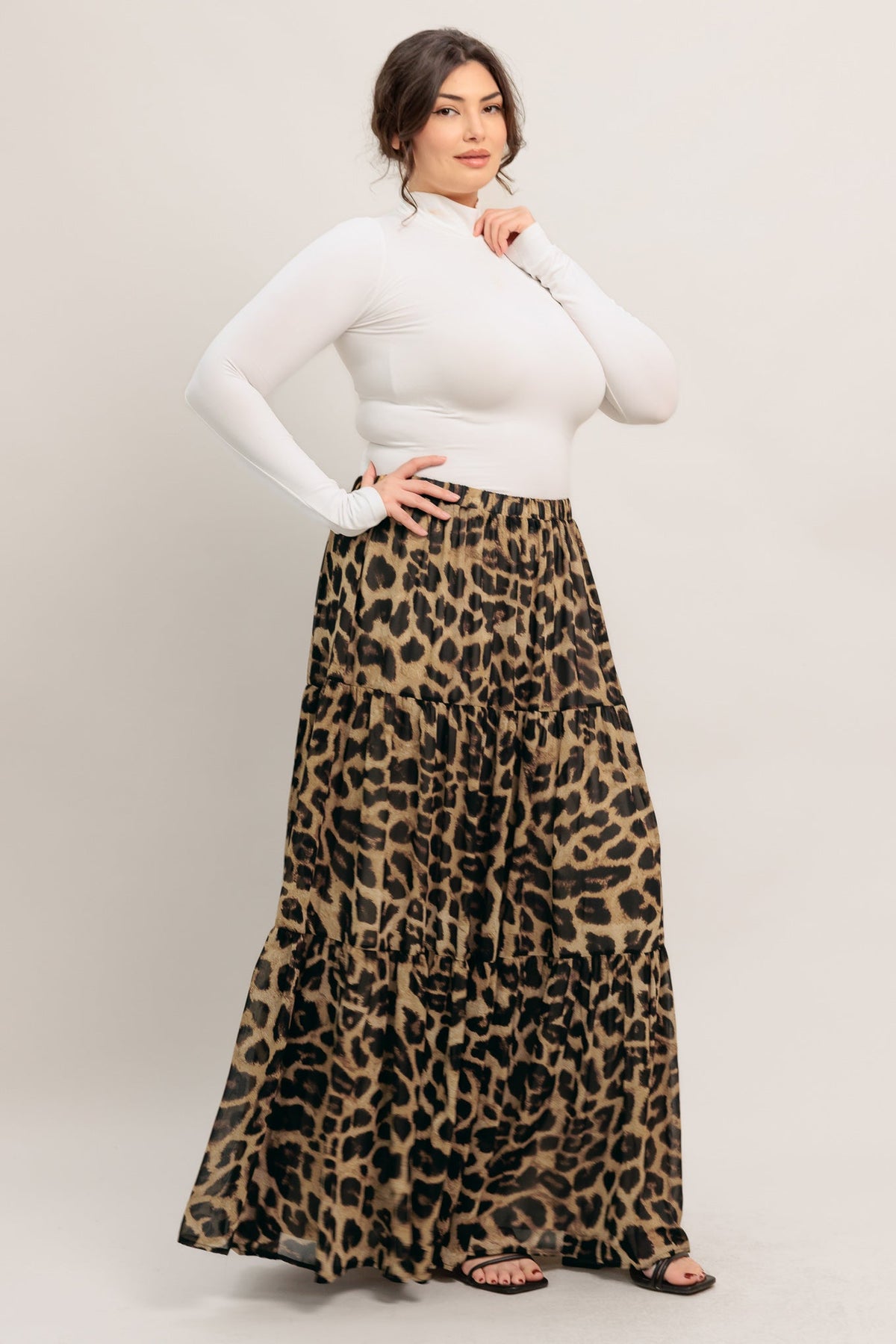 Flying Tomato Seasonless Styling Animal Print Woven Maxi Skirt