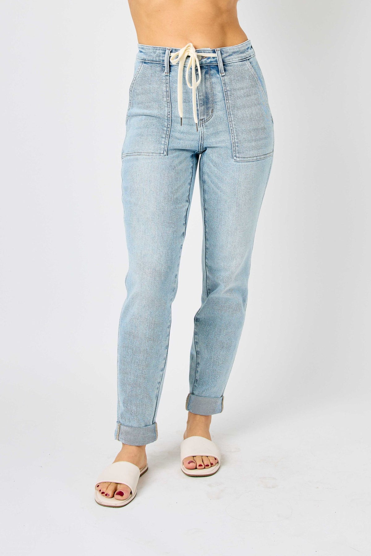 Judy Blue High Rise Vintage Wash Double Cuff Denim Jogger