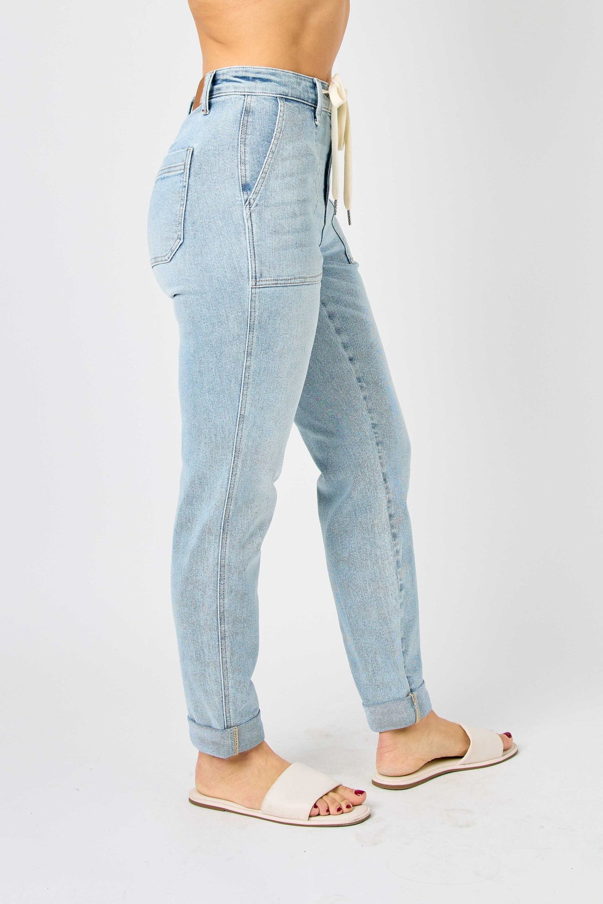 Judy Blue High Rise Vintage Wash Double Cuff Denim Jogger