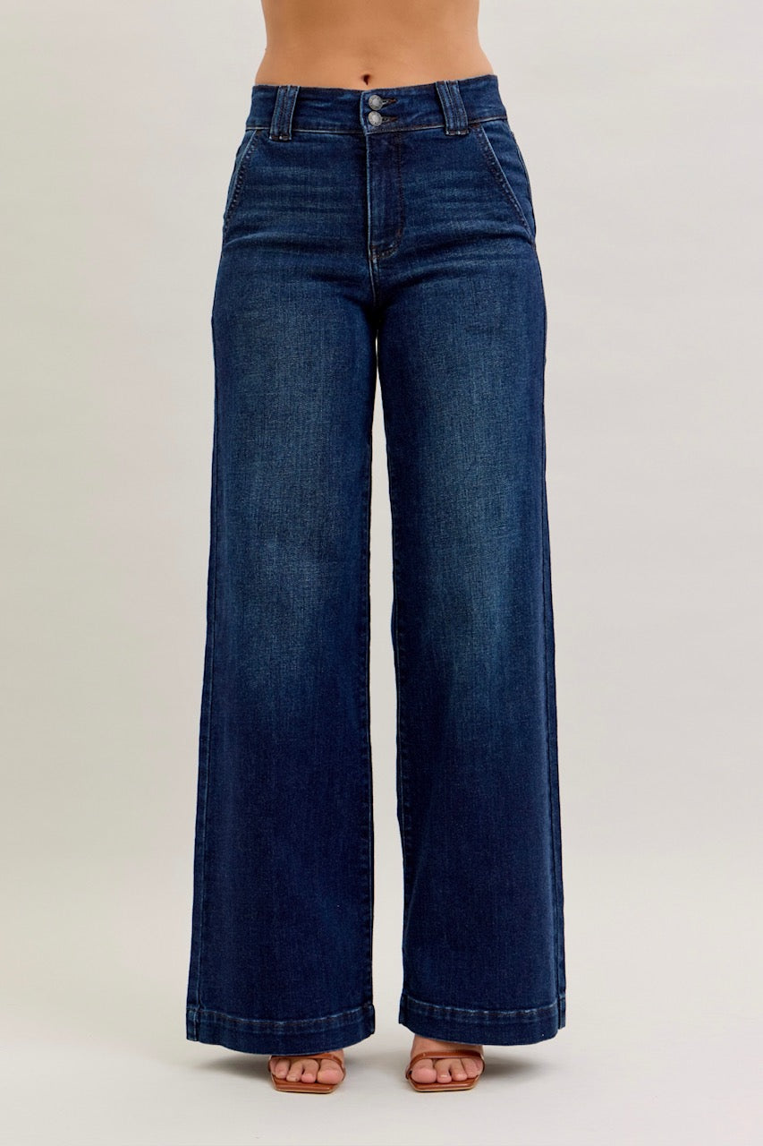 Judy Blue High Rise Trouser Wide Leg Jeans 82678