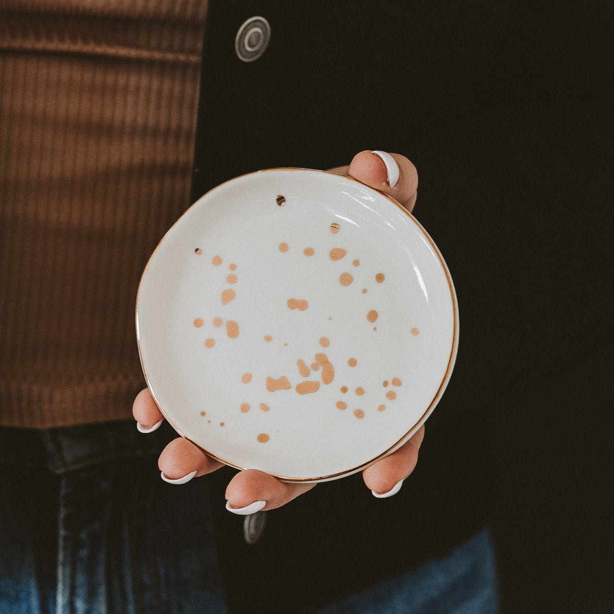 Sweet Water Decor Gold Speckled Jewelry Dish
