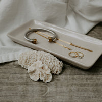 Sweet Water Decor Cream Stoneware Tray