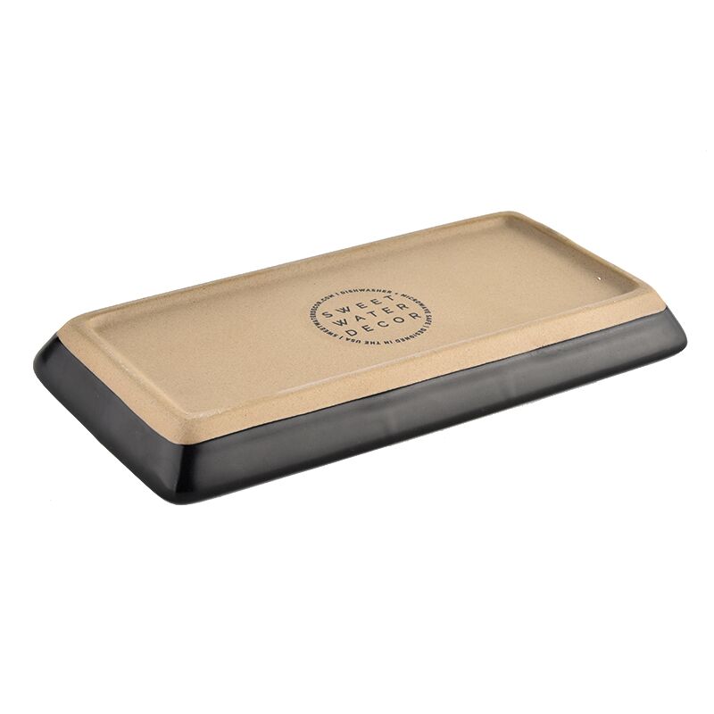 Sweet Water Decor Black Stoneware Tray