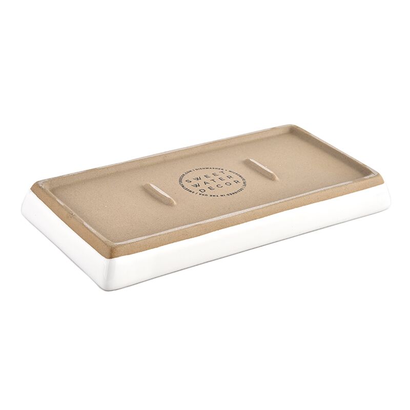 Sweet Water Decor White Stoneware Tray
