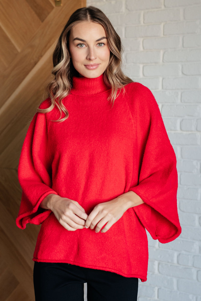 Dolman 3/4 Sleeve Turtleneck Sweater