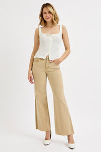Risen Mid Rise Latte Wide Leg Pants