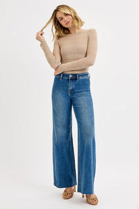 Risen High Rise Wide Leg Flare Jeans