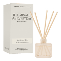Sweet Water Decor Salt and Sea White Translucent Tinted Glass Jar Reed Diffuser