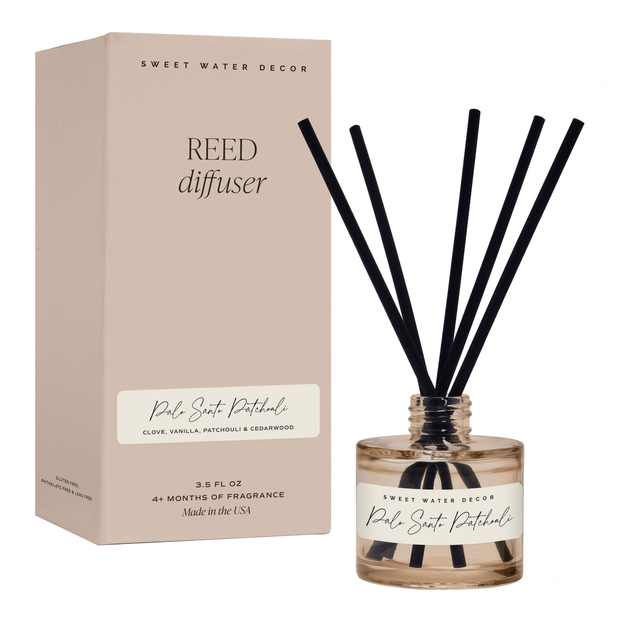 Sweet Water Decor Palo Santo Patchouli Tinted Glass Jar Reed Diffuser