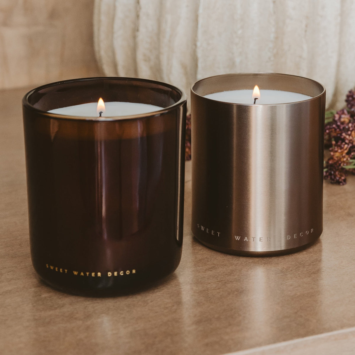 Sweet Water Decor Cozy Season Soy Candle - Boxed Amber Tinted Glass Jar - 12 oz