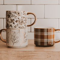 Sweet Water Decor Gold Leaves 14 oz Gold Handle Coffee Mug