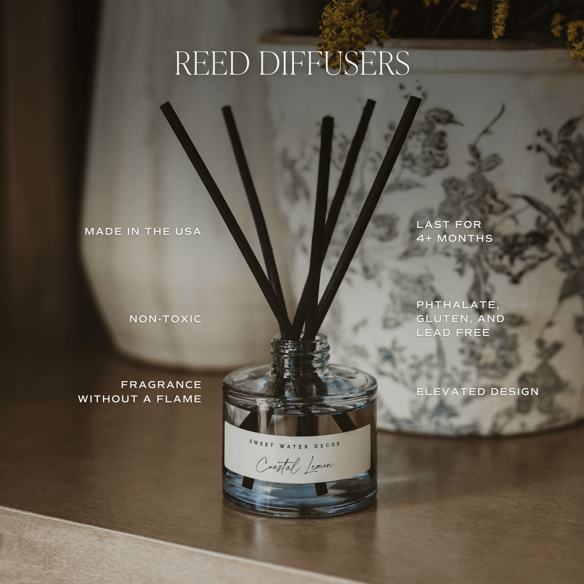 Sweet Water Decor Spa Day Blue Tinted Glass Jar Reed Diffuser