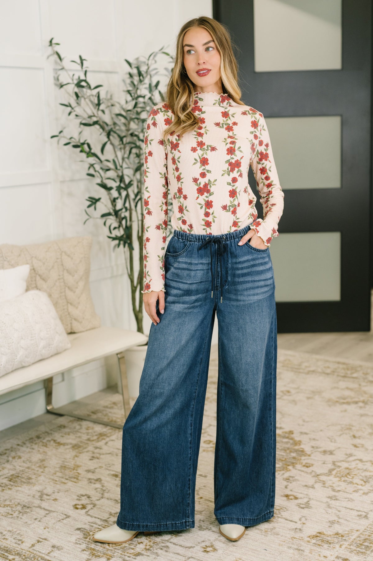Garden Trellis High Neck Floral Top
