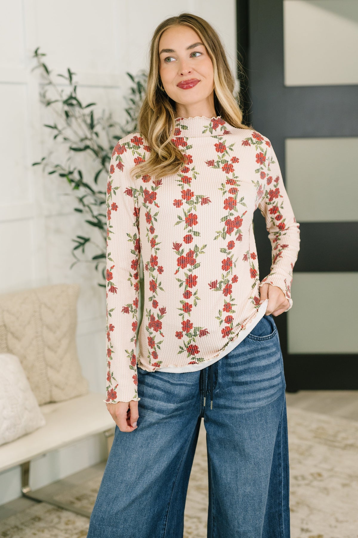 Garden Trellis High Neck Floral Top