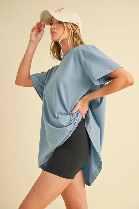 Dacie Short Sleeve Oversized T-Shirt - Blue
