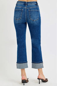 Risen High Rise Ankle Straight Cuffed Jeans RDP5580RT