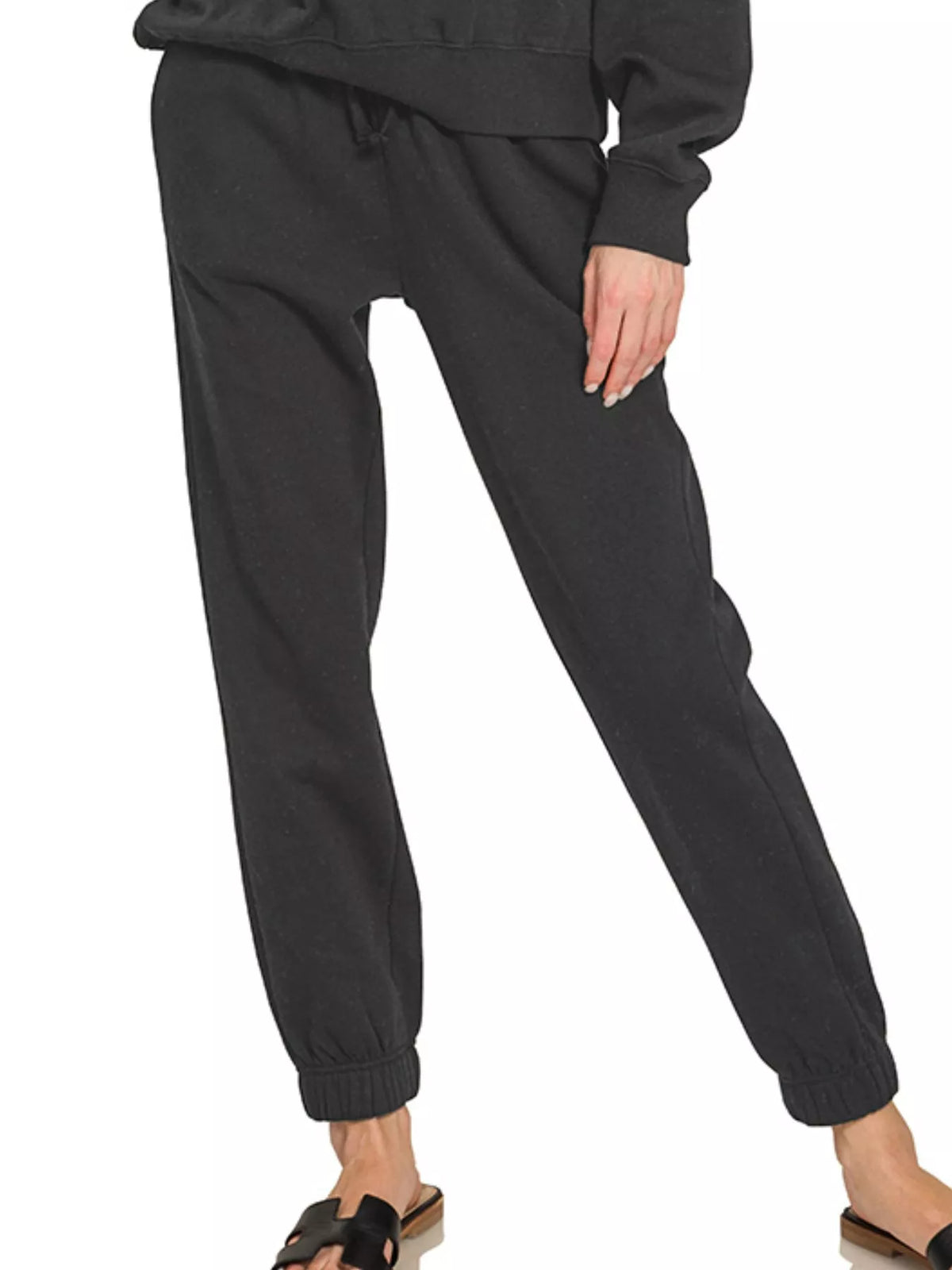 Fleece Pullover & Jogger Set in Black