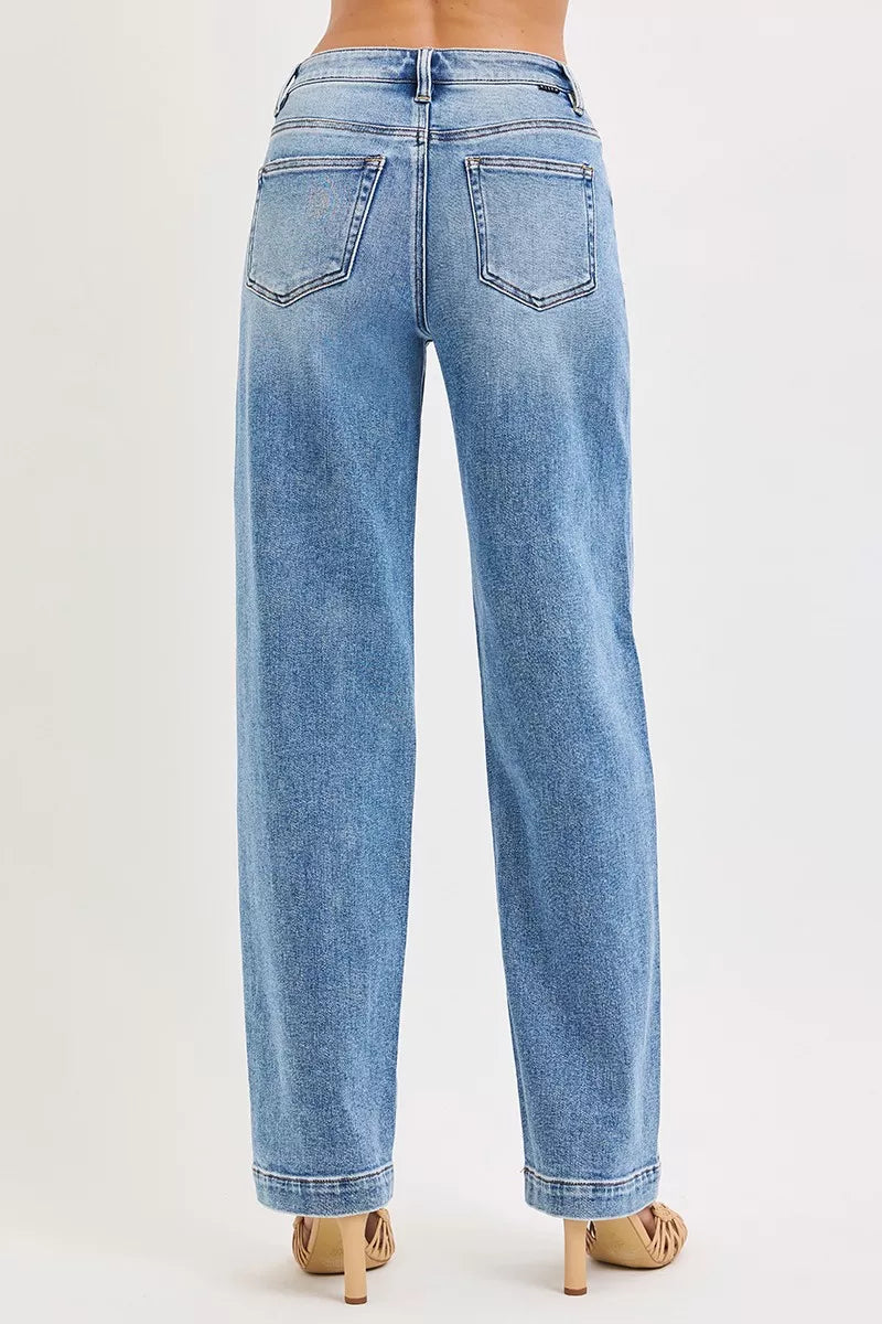 Risen High Rise Wide Leg Baggy Jeans