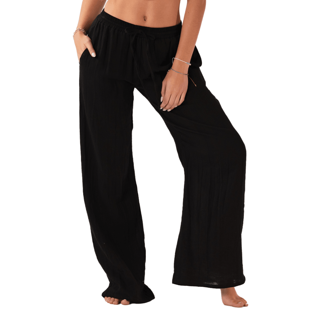 Lotus and Luna Black Cotton Cabana Pants