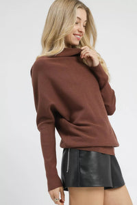 Umgee Draped Turtleneck Dolman Sweater