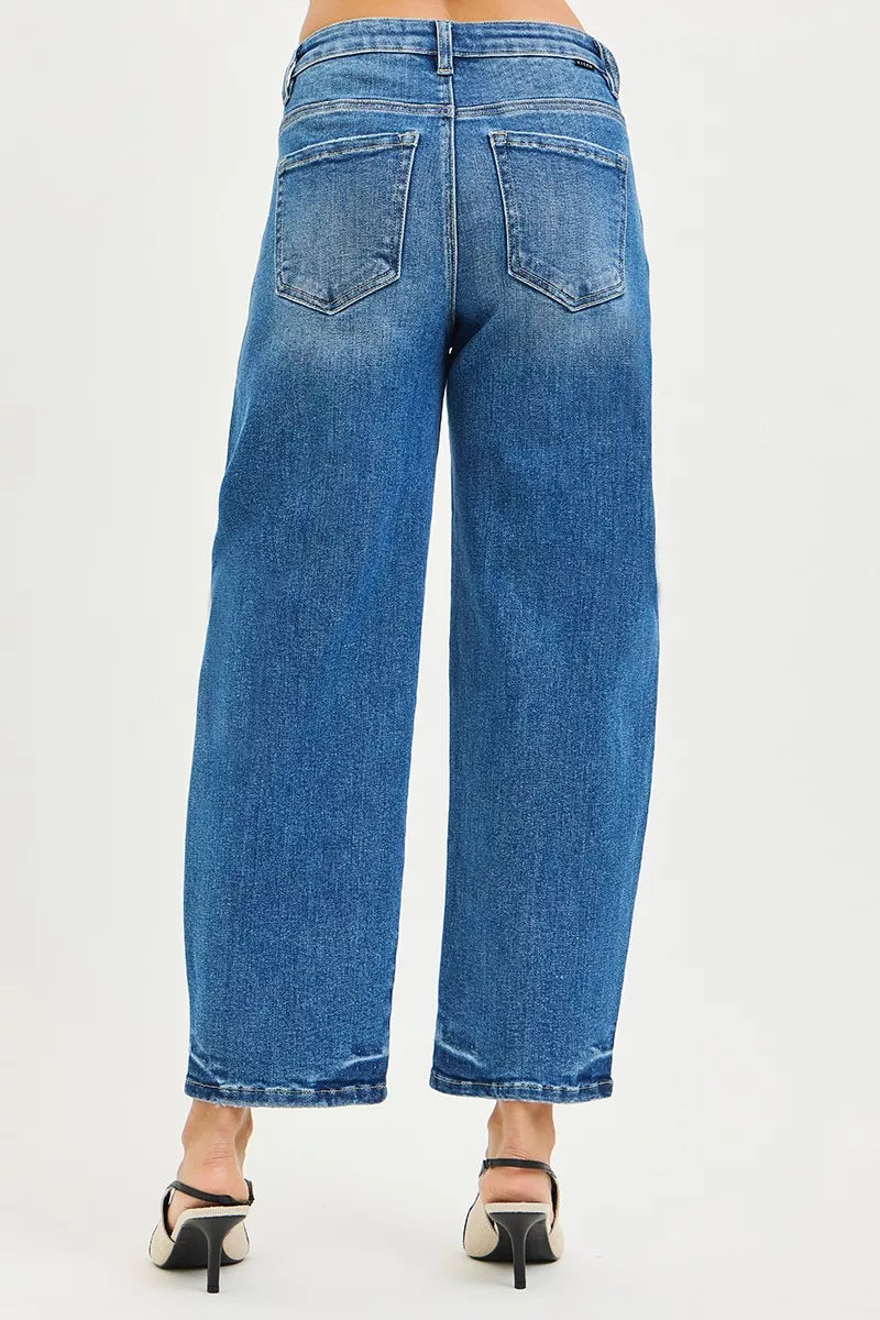Risen Mid Rise Slouchy Cropped Barrel Jeans