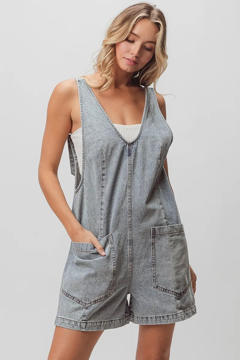 Bibi Vintage Washed Denim Overalls