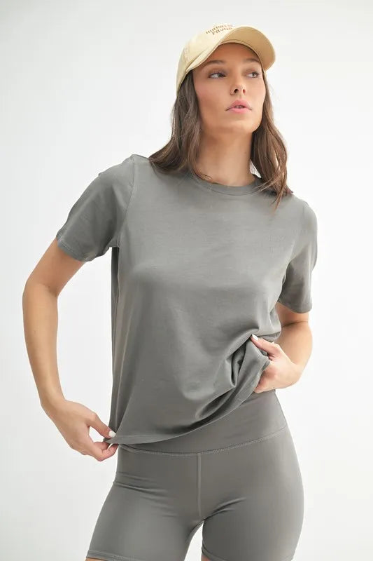 Mono B Classic Boxy Fit Pima Cotton Tee - New Pewter