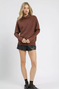 Umgee Draped Turtleneck Dolman Sweater