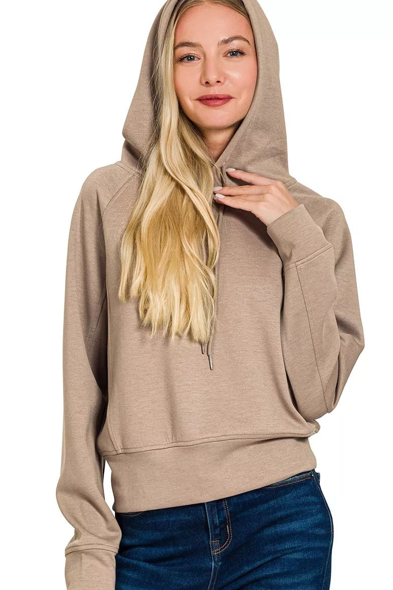 Zenana Scuba Hoodie in Cocoa