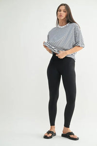 Mono B Coastal Cotton Striped Oversized Crewneck Tee