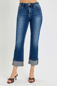 Risen High Rise Ankle Straight Cuffed Jeans RDP5580RT