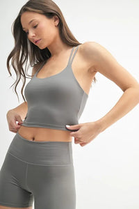 Mono B Venice Cloud Light Criss Cross Sports Bra - New Pewter