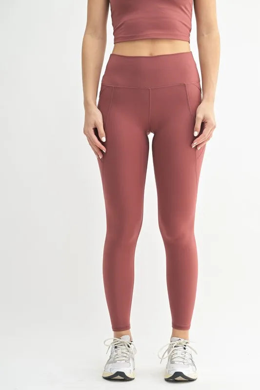 Mono B Venice Cloud Light Sculpt High Waist Leggings - Red Pear