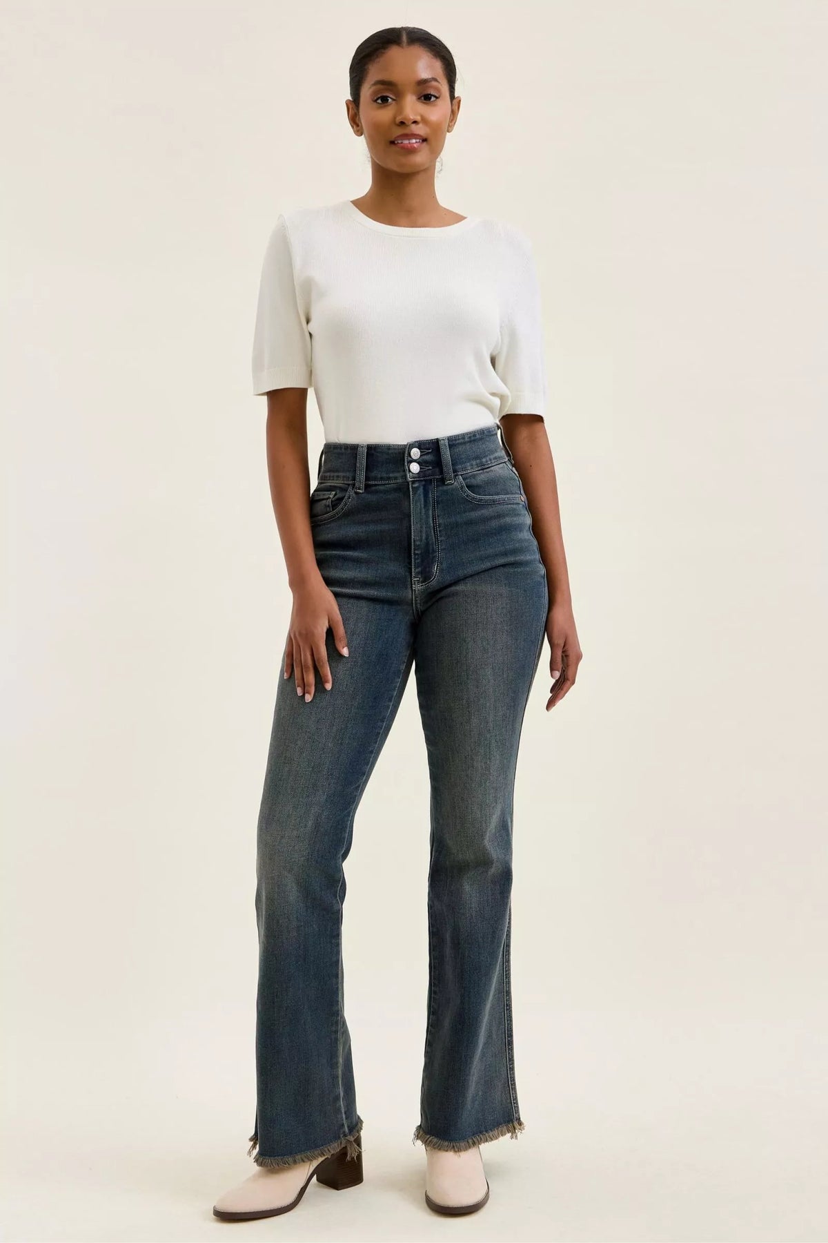 Judy Blue High Rise Daisy Double Button Bootcut Jeans 82734