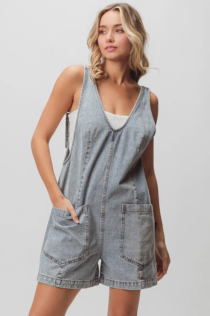 Bibi Vintage Washed Denim Overalls
