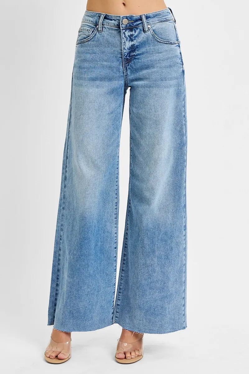 Risen High Rise Tummy Control Palazzo Jeans